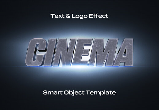 Cinematic Cinema Movie Text Logo Style Effect Mockup Logotype Template Shape