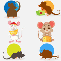color happy rat vector set
 