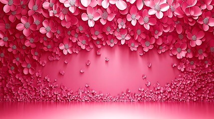 Obraz premium Pink paper flowers wall, background