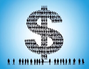 dollar symbol made of people
