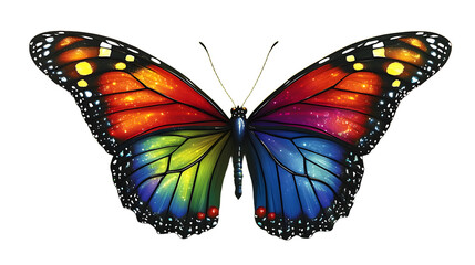 Obraz premium A Stunningly Vibrant Monarch Butterfly with a Beautiful Rainbow Pattern Representing Nature's Artistry