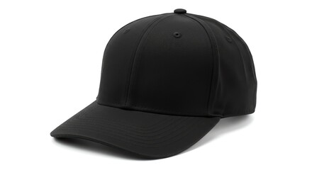 Fototapeta premium Black Cap Isolated on White Background for Headwear Mockup