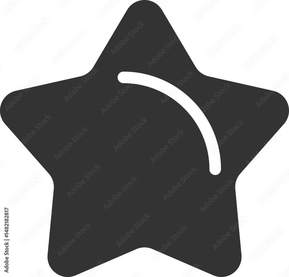 Poster a simple, stylized star icon with rounded points and a subtle light reflection. represents achieveme