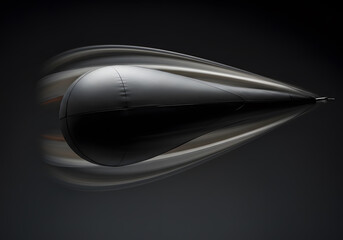 Dynamic metallic object in motion sleek abstract design on dark background