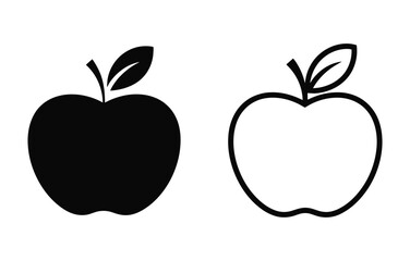 Apple icons with leaves in vector illustration simple and clean design.