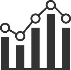 Minimalist graph icon showing growth and fluctuation. Perfect for finance, business reports, market analysis, and data presentation projects.
