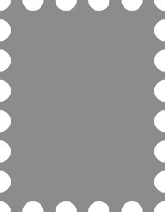 Classic stamp shape with perforated edges. Symbolizes postage, collecting, or sending mail. Clean, versatile graphic ideal for designs relating to travel, communication, or memories.