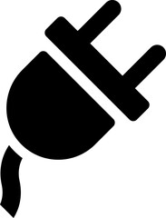 Sleek black electrical plug icon. Symbolizes power, connection, and technology. Ideal for designs related to electronics, energy, internet, and appliance themes.