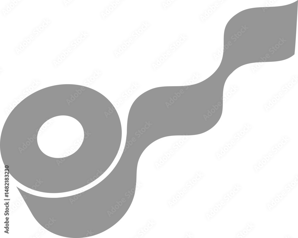 Poster simple, minimalist icon of a roll of tape unfurling. perfect for representing concepts of process, f
