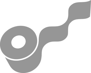 Simple, minimalist icon of a roll of tape unfurling.  Perfect for representing concepts of process, flow, continuity, or solutions.