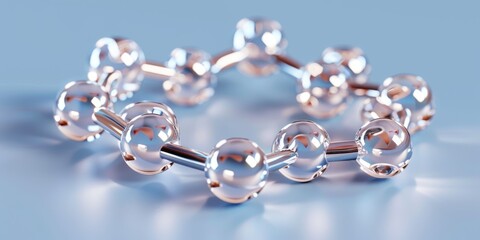 Metallic bonds connecting spheres in a ring shape, creating a scientific molecular structure illustration