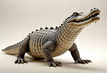 Featuring Alligator statue on a white background