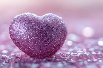 Obraz premium Glittering Heart on Soft Pink Background for Valentine's Day Design
