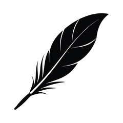 Obraz premium Single Feather Quill Vector Silhouette