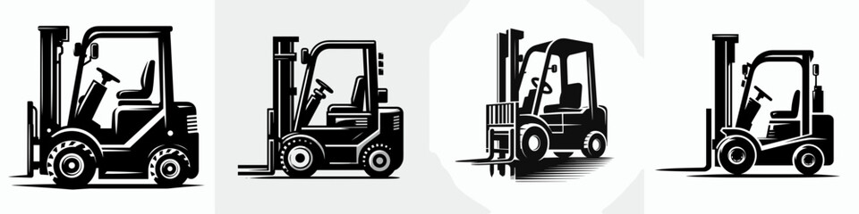 Forklift. Tools Equipment Hardware Construction Repair Diy Clipart Line Art Vector Illustration. Elevating mechanism industrial truck for warehouse supply chain management.
