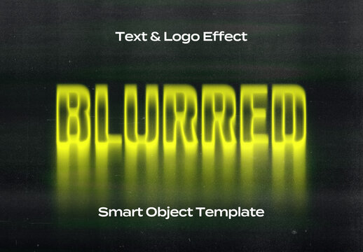 Blured Motion Black Text Logo Style Effect Mockup Logotype Template Shape
