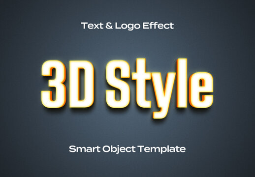 3D Text Logo Style Effect Mockup Logotype Template Shape