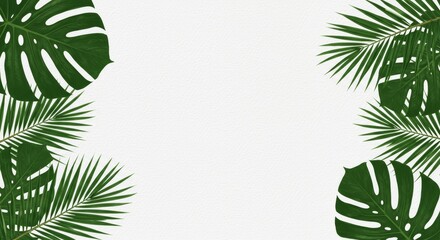 Tropical Leaves Frame Background Illustration