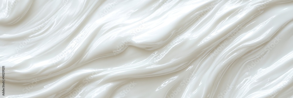 Poster abstract background of white creamy fluid, dynamic waves on a soft gentle gradient background