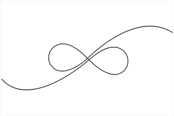 Infinity symbol single continuous line concept of unlimited eternity. Vector one line illustration
