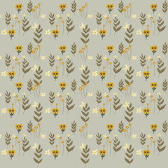 vector seamless floral pattern with sunflowers and leaves on light background. suitable for greeting cards, website or blog, textile and fabric, package, printable, stationary