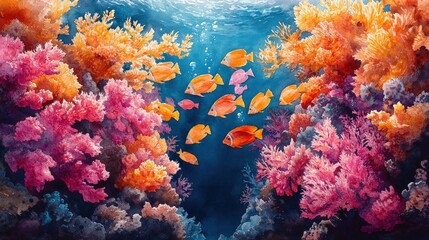 Vibrant coral reef teeming with colorful fish (1)