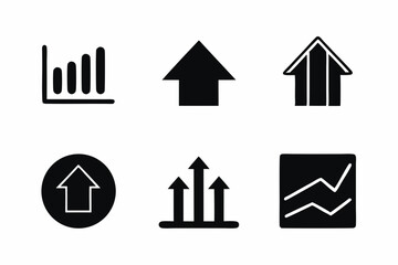 set of increase icon vector silhouette illustration isolated on white background