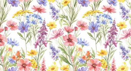 Watercolor Floral Seamless Pattern Illustration Background