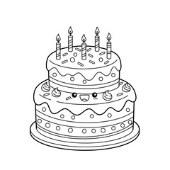 Cute Birthday Cake with Candles