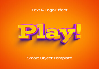 Game App Play Comics Text Logo Style Effect Mockup Logotype Template Shape