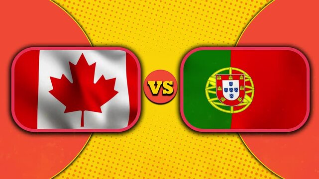 Canada vs Portugal Sports Match Animated Motion Graphic with waving flags