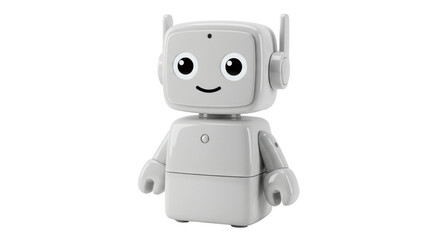 Isolated Cheerful Toy Robot White