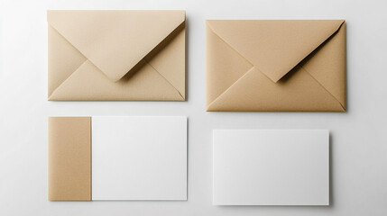 Envelopes and Cards on White Background for Mockup