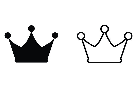 Two royal crown icons one solid black and one outline representing royalty and leadership