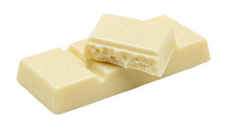 Isolated White Chocolate Bar Pieces Stacked on Top