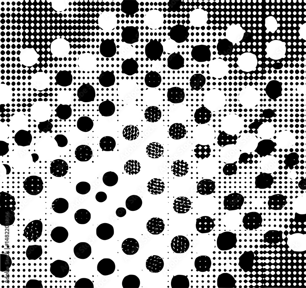 Poster abstract black and white dot pattern: a striking abstract design of black and white dots, creating a