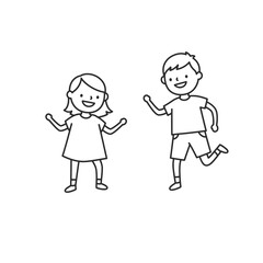 "Illustration of Two Children with Outstretched Arms"
