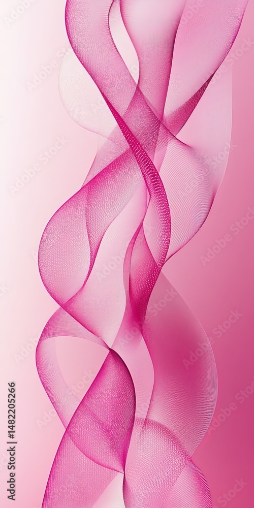Poster abstract background with delicate pink waves, gentle gradient and dynamic flowing lines