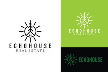 nature house real estate appartment logo design vector