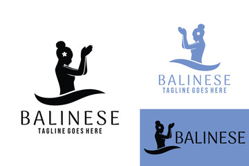 balinese girl javanese culture logo design vector