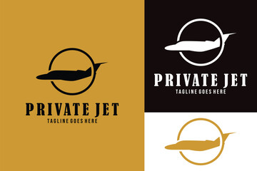 private jet luxury transportation logo design vector