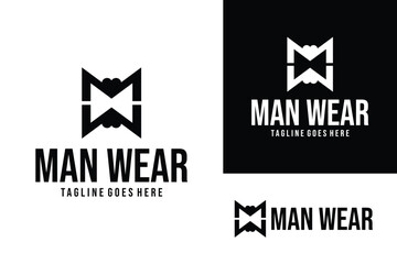 letter mw man wear logo design vector for clothing apparel