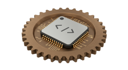 Isolated Gear with Microchip and Circuitry Detail