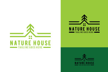 nature house green apartment real estate logo design