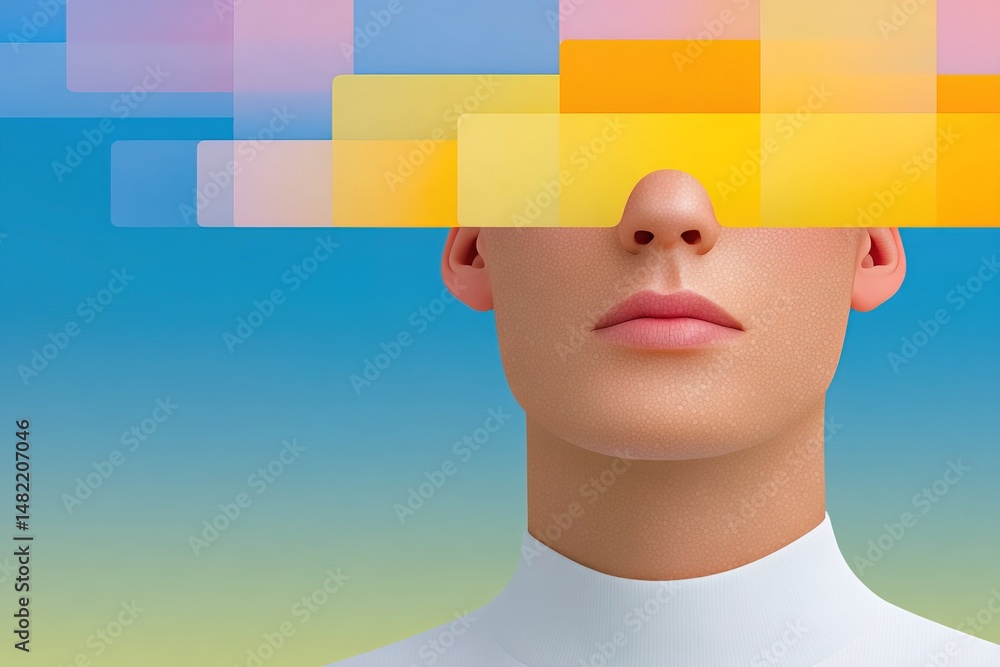 Poster exploring the boundaries of perception and reality through innovative visual art