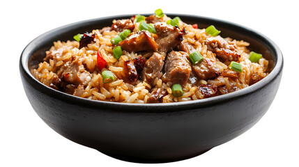 Delicious Pork Fried Rice Recipe isolated on transparent background