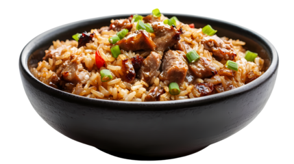 Delicious Pork Fried Rice Recipe isolated on transparent background