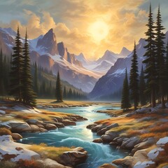 Illustration of wild landscape.