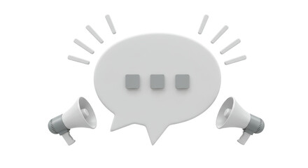 Isolated Speech Bubble with Megaphones Communication Broadcast
