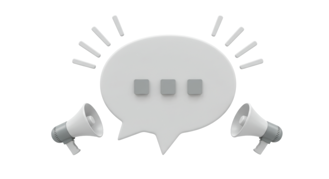 Isolated Speech Bubble with Megaphones Communication Broadcast